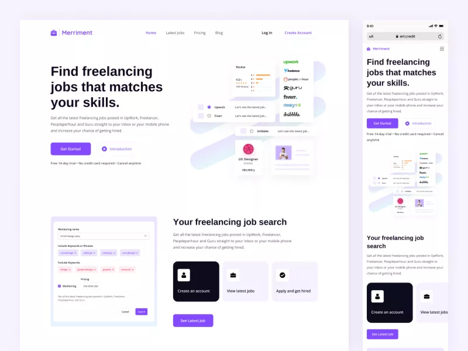 Job Monitoring Tool Landing Page Figma Resources Job Monitoring Tool Landing Page Adobe XD