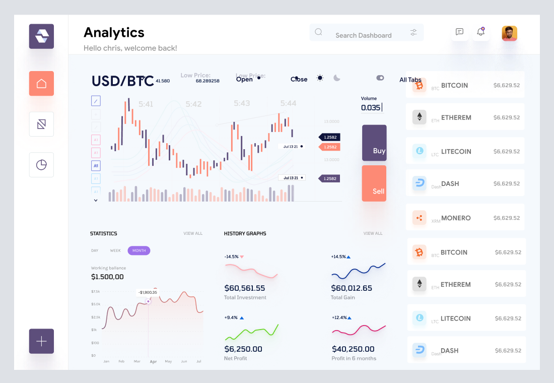 Cryptocurrency Dashboard UI Concept