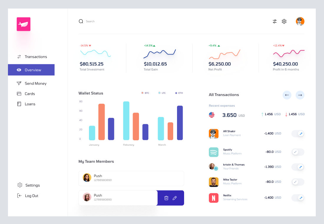 Cryptocurrency Dashboard UI Concept2