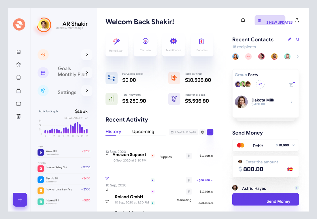 Freelancer Personal Investment Dashboard UI