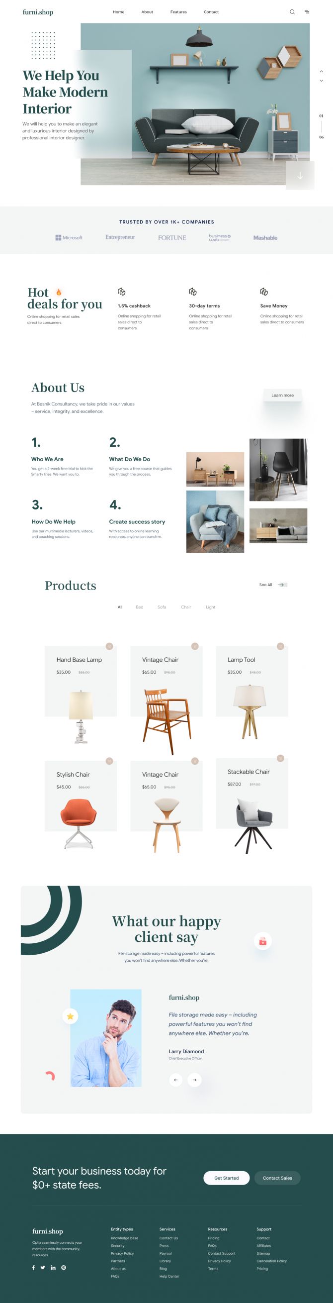 Furniture Company Landing Page Website Design