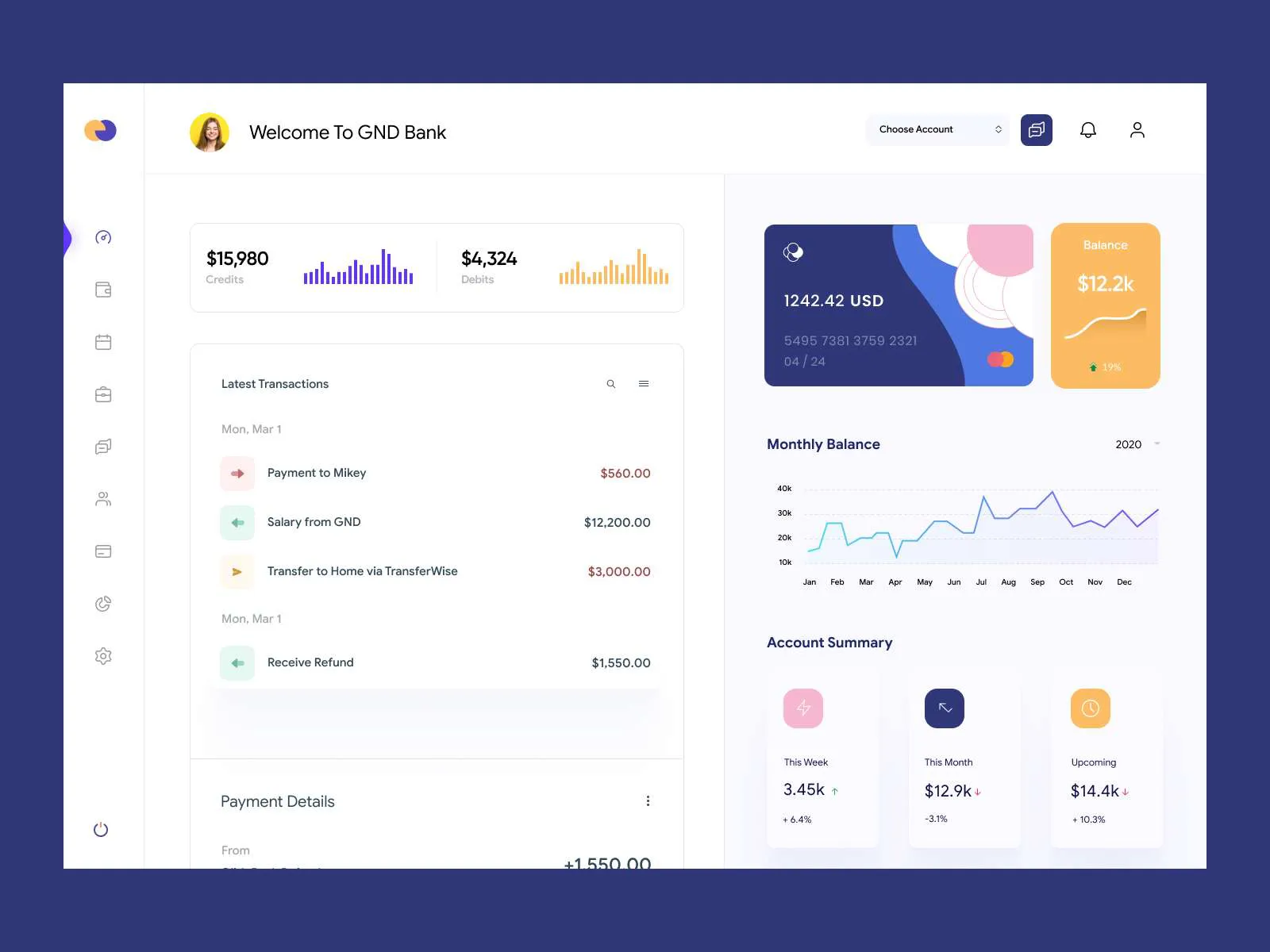 Banking Dashboard UI Kit screen 4