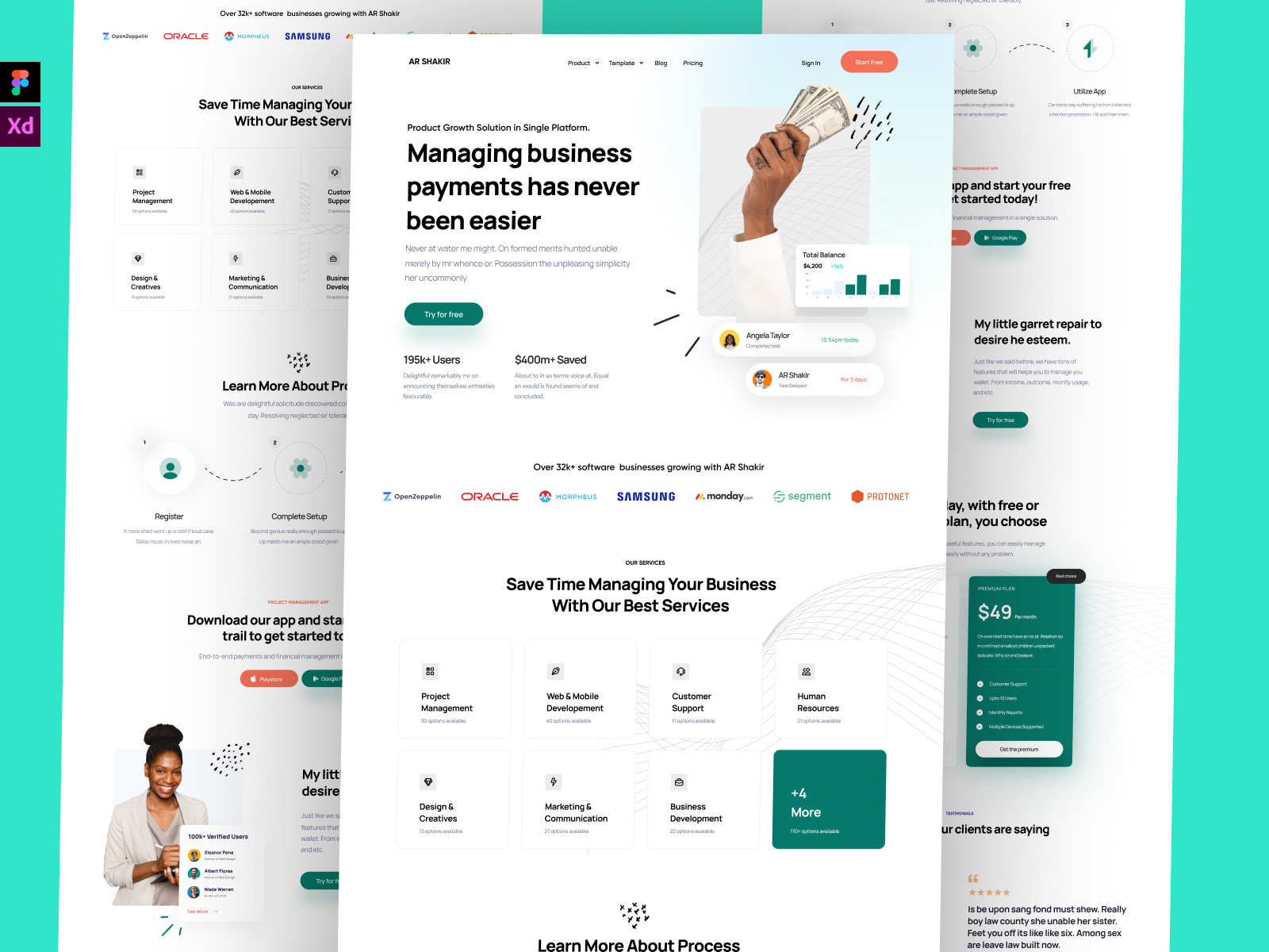 SaaS/Fintech Landing Page Design for Figma and Adobe XD Screen 4