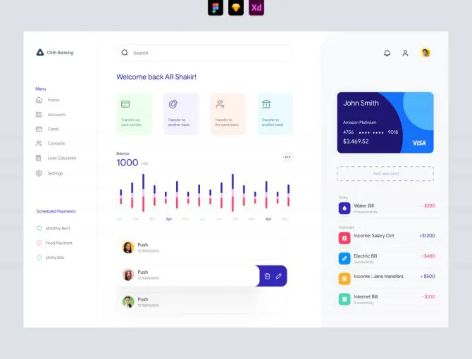 Banking Dashboard UI - Adobe XD and Figma Resources