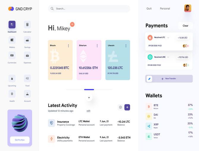 Crypto Currency Dashboard UI Kit - Adobe XD and Figma Resources