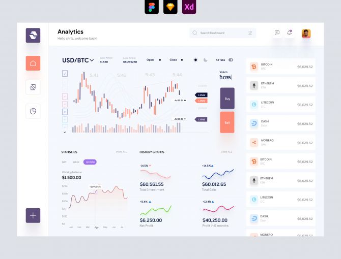 Cryptocurrency Dashboard UI Concept Screen 1