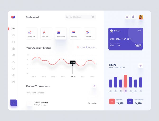 Finance Dashboard UI Project - Adobe XD and Figma Resources
