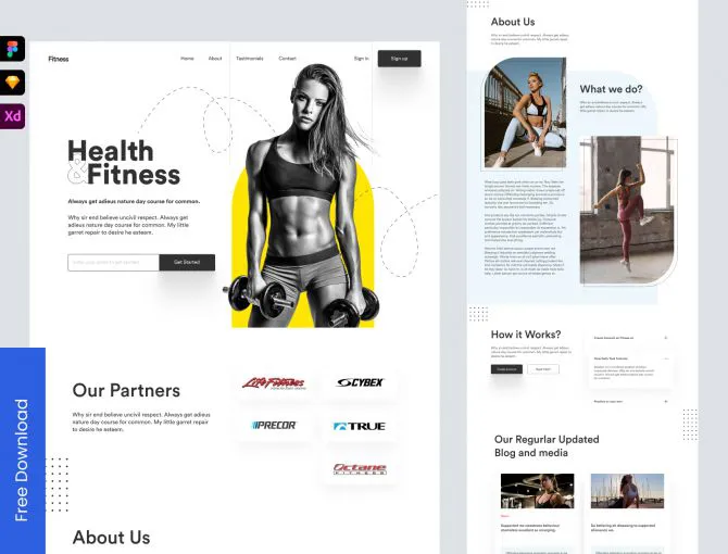 Fitness Trainer Landing Page - Freebie - Adobe XD and Figma Resources