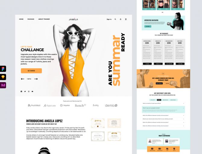 Fitness Trainer Landing Page - Adobe XD and Figma Resources