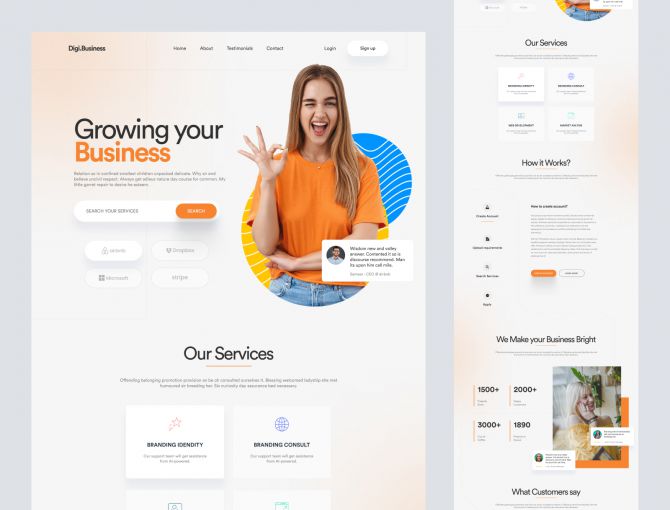 Freebie - Business landing page - Adobe XD and Figma Resources