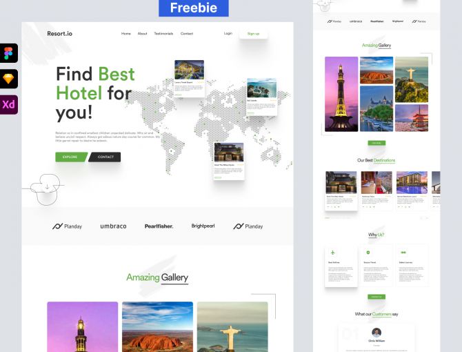 Freebie - Travel Agency Landing Page Screen 1