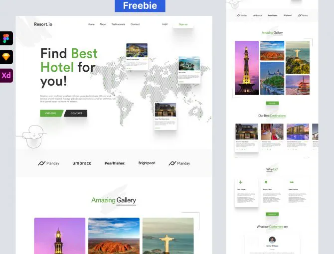Freebie - Travel Agency Landing Page - Adobe XD and Figma Resources
