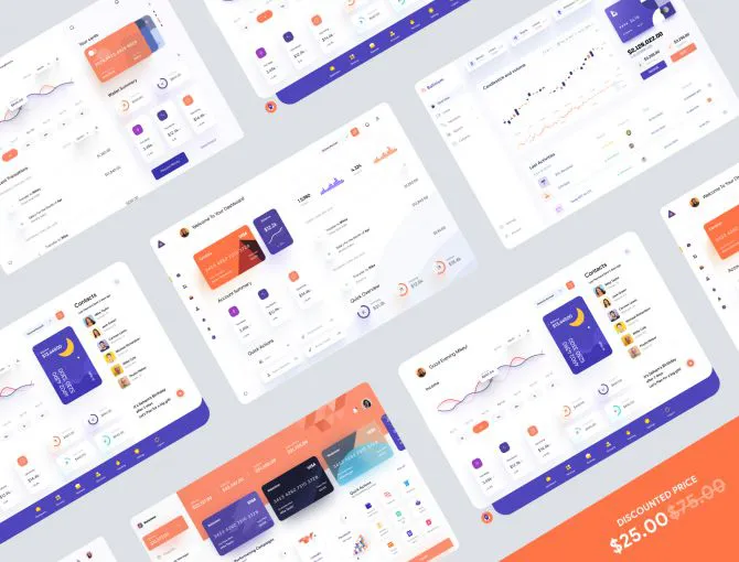 Set of 5 Clean and Modern Finance Dashboards Designed in Figma - Adobe XD and Figma Resources