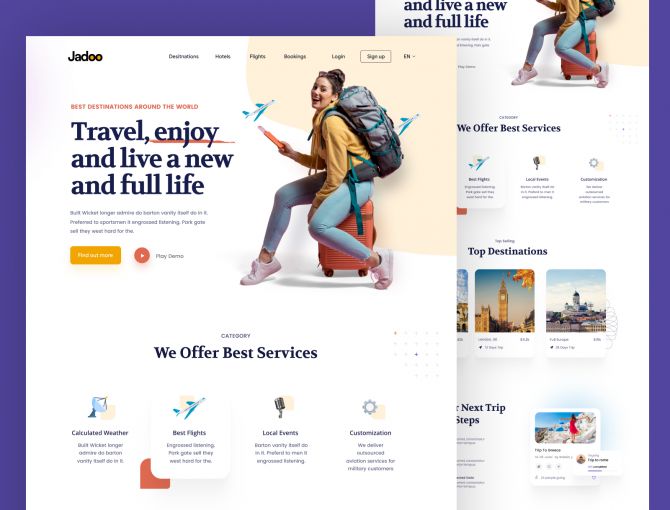 Travel Agency Landing Page - Freebie - Adobe XD and Figma Resources