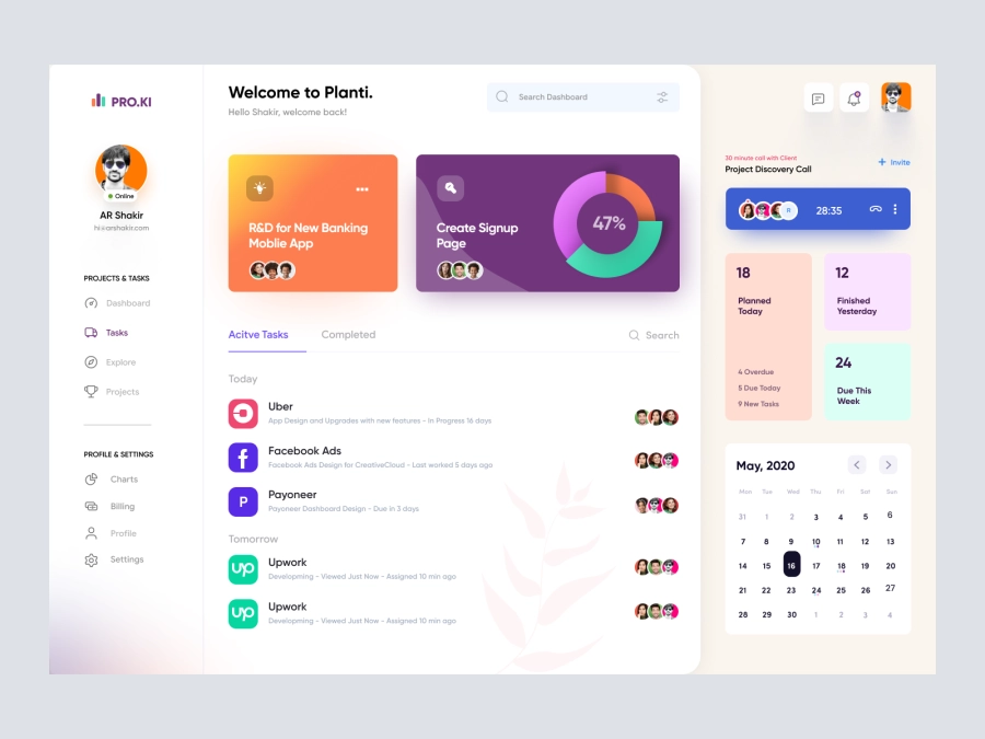 Download Project Management Dashboard UI Concept