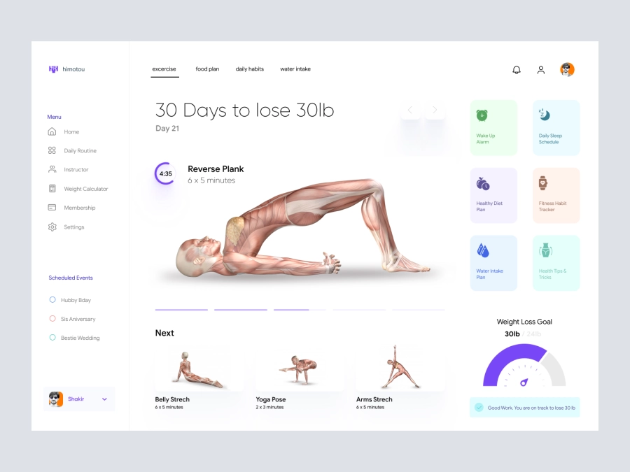 Download Weight Loss Dashboard UI Concept